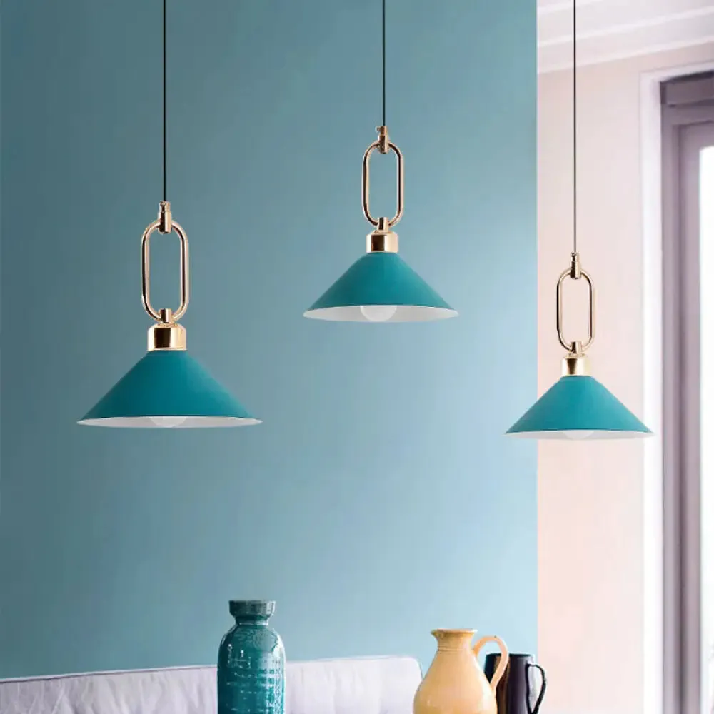 Colorful Cone Hanging Light Macaron Pendant Ceiling Lamp for Dining Table