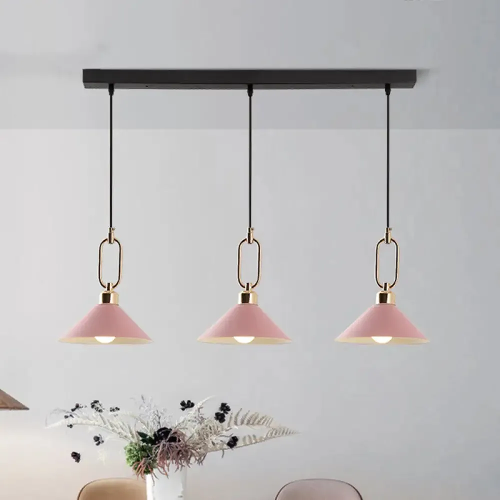 Colorful Cone Hanging Light Macaron Pendant Ceiling Lamp for Dining Table