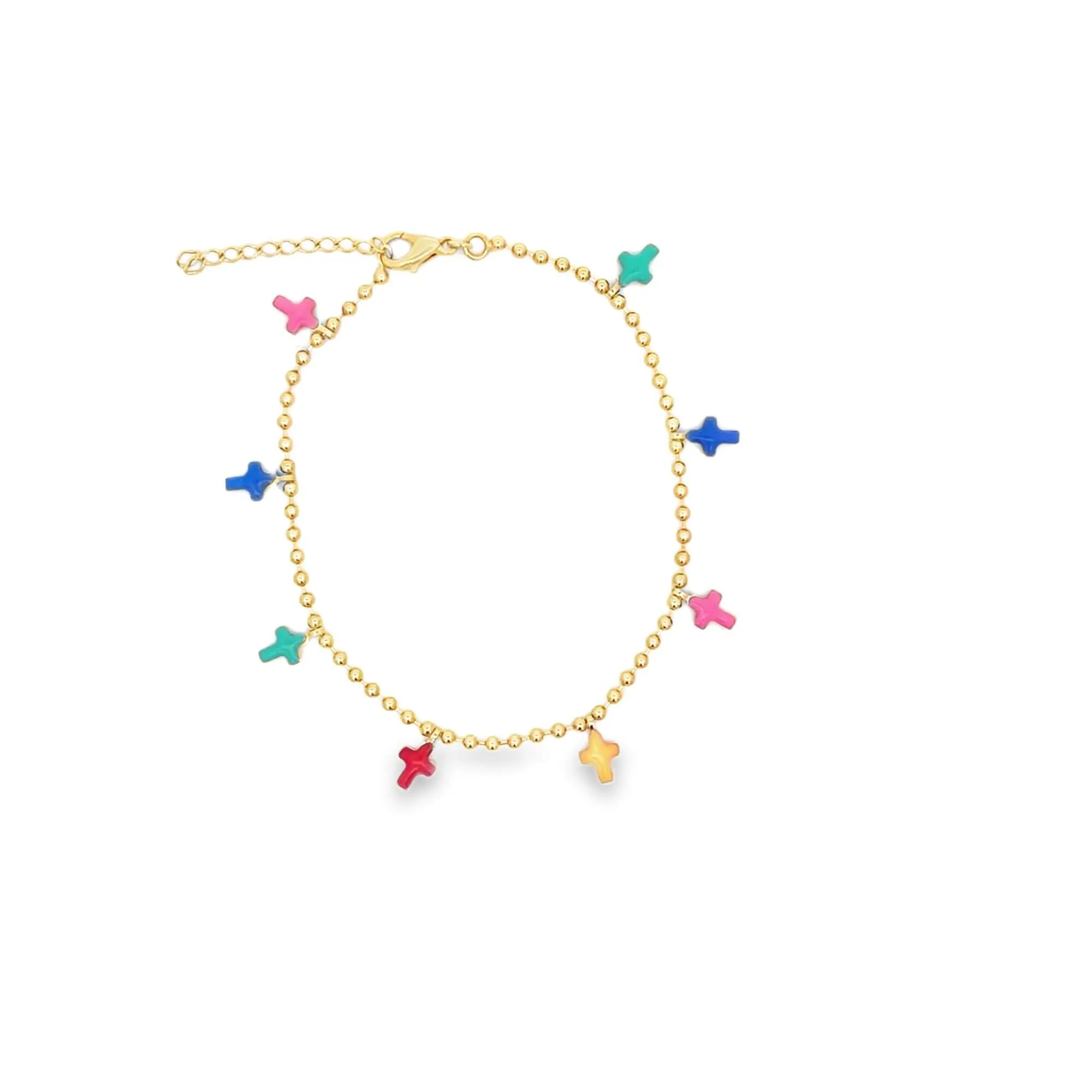 Colorful Cross Charm Beaded Bracelet