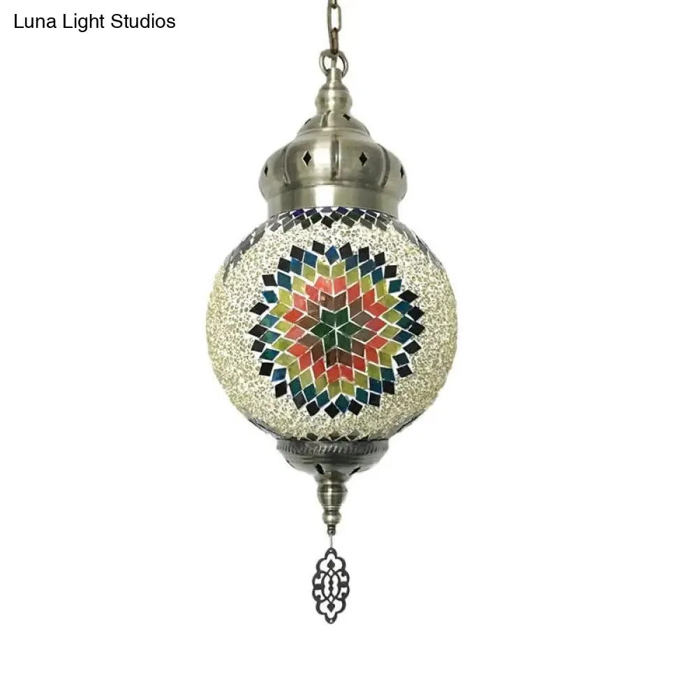 Colorful Glass Antique Ball Hanging Light with 1/6 Bulbs - Ideal for Living Room Suspension