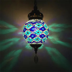 Colorful Glass Antique Ball Hanging Light with 1/6 Bulbs - Ideal for Living Room Suspension