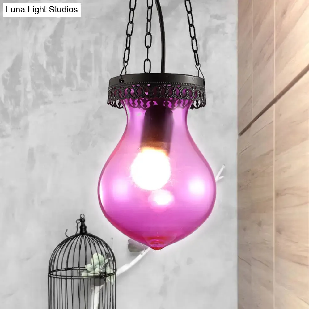 Colorful Glass Jar Ceiling Lamp with Multiple Heads - Ideal for Restaurants