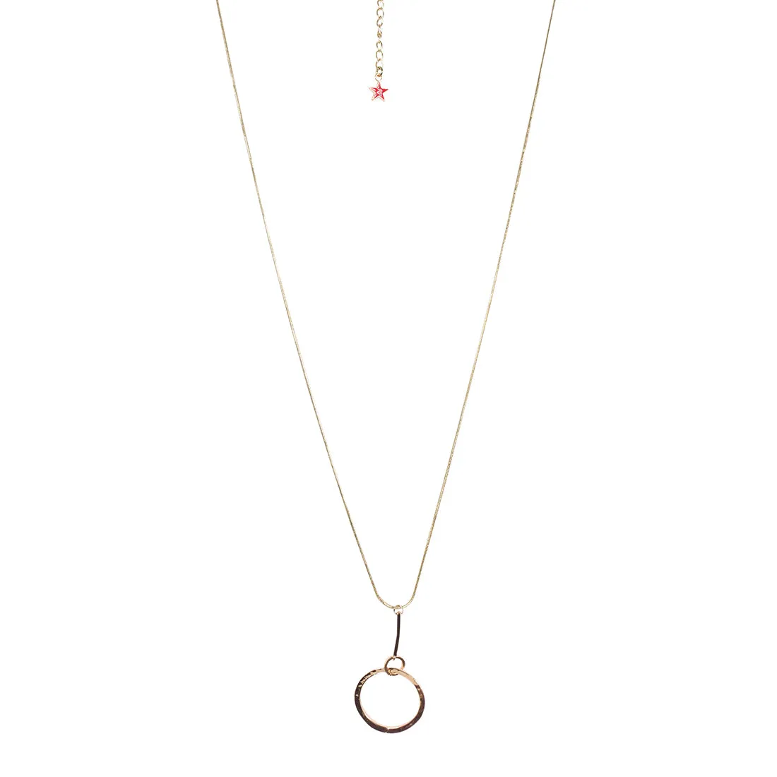 Contemporary Gold-Toned Circular Drop Pendant Necklace