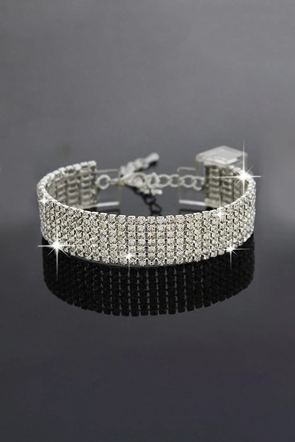 Crystal Adjustable Silver Rhinestone Bracelets