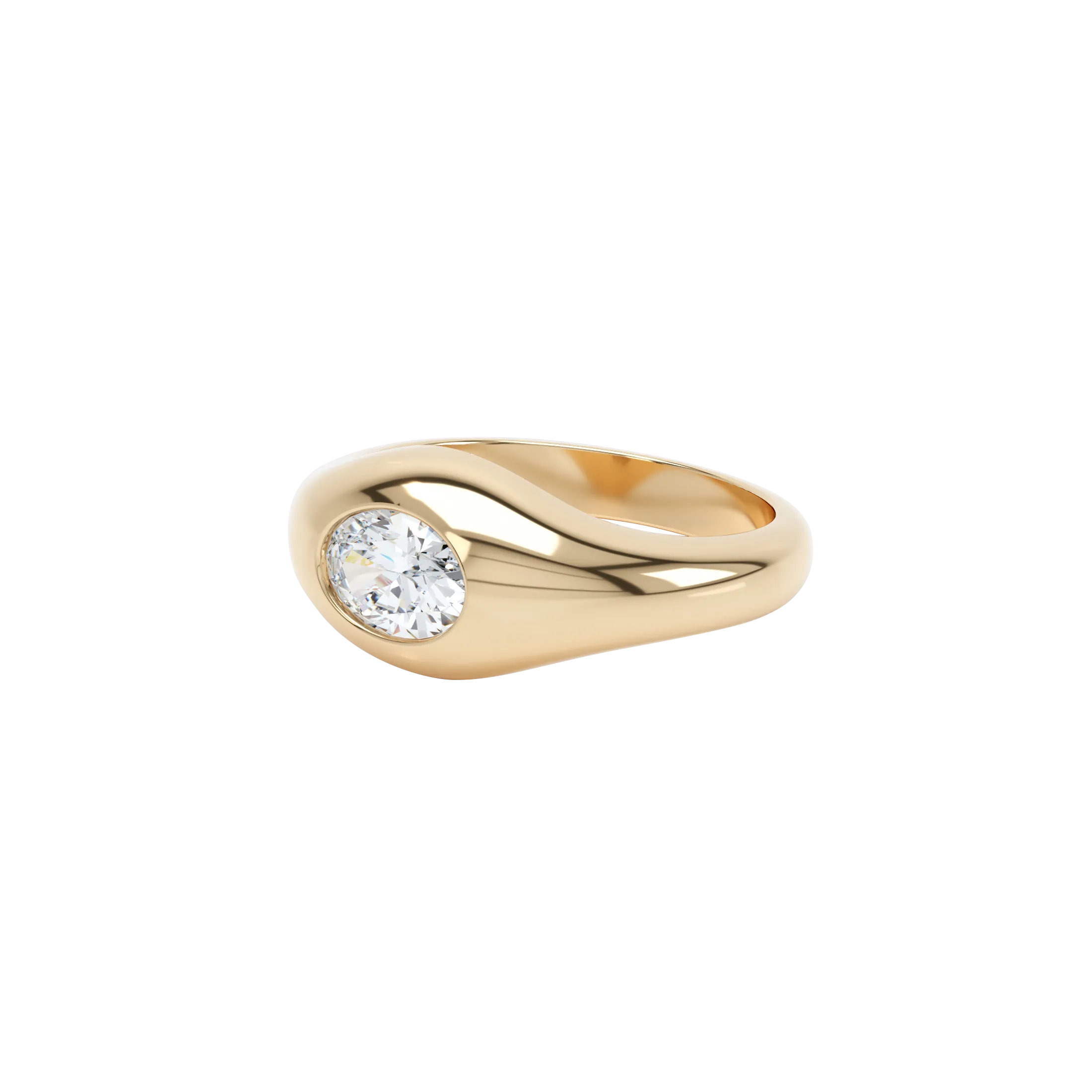 Curve diamond signet ring