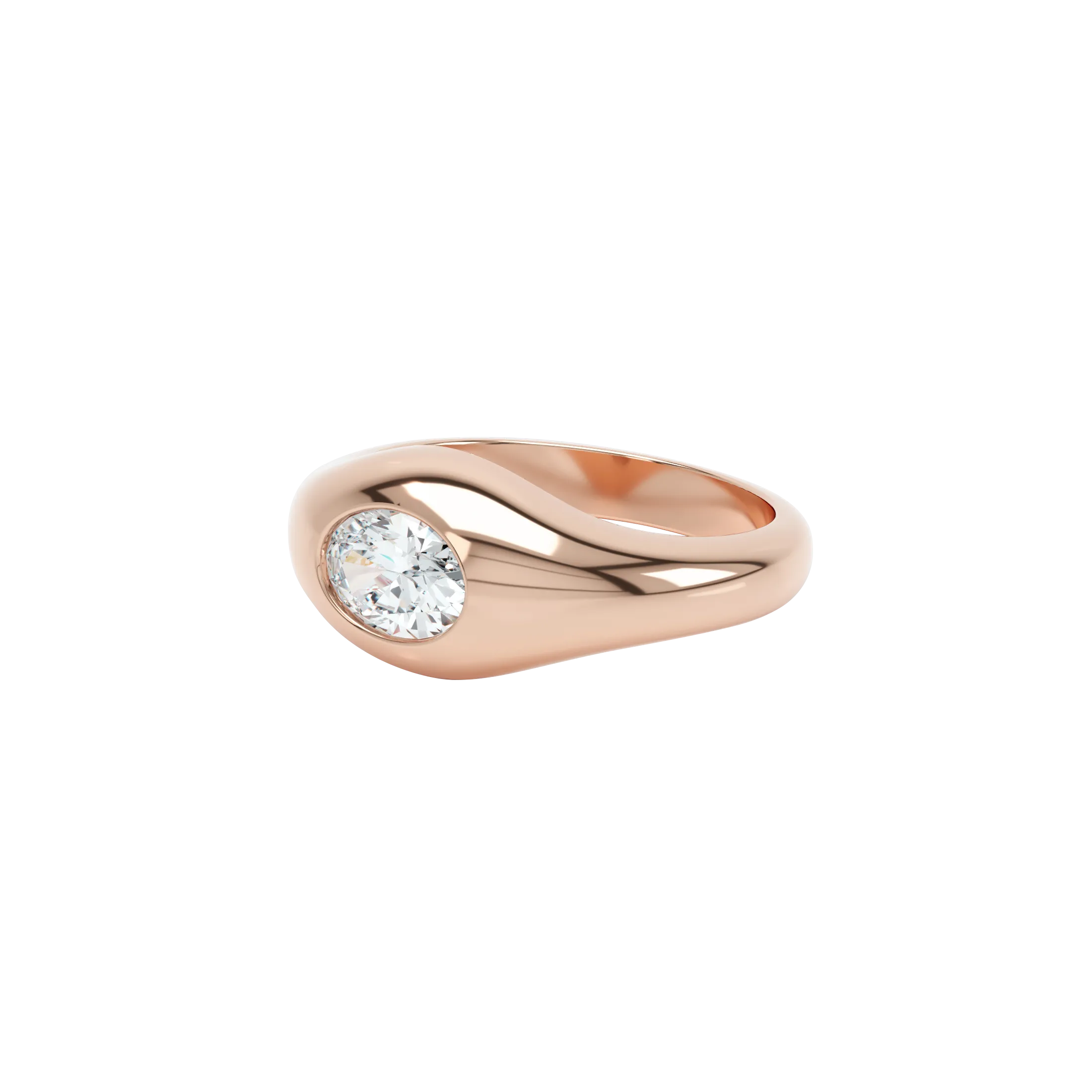 Curve diamond signet ring