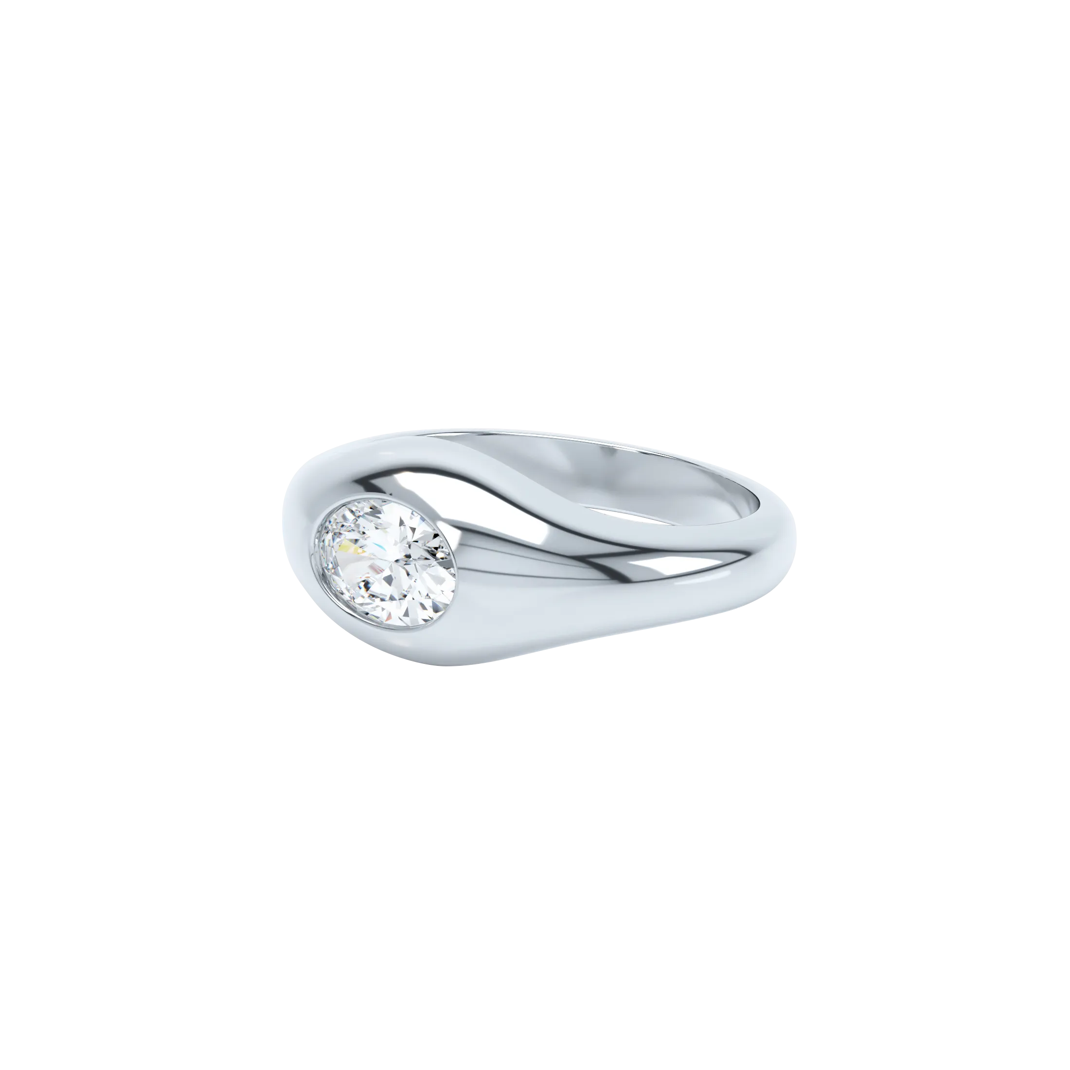 Curve diamond signet ring