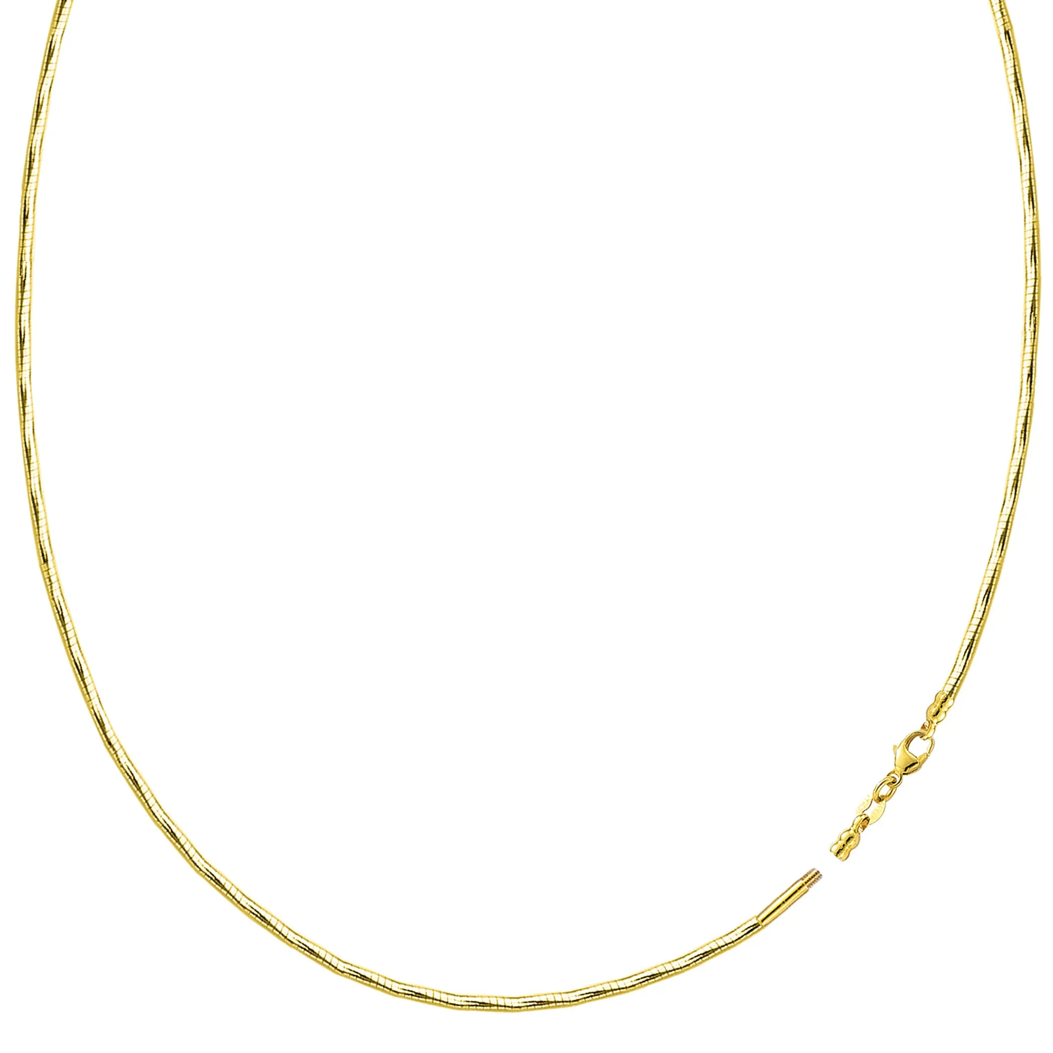 Diamond Cut Omega Chain Necklace With Screw Off Lock In 14k Yellow Gold