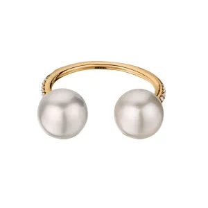 DOUBLE PEARL & DIAMOND PINKY RING