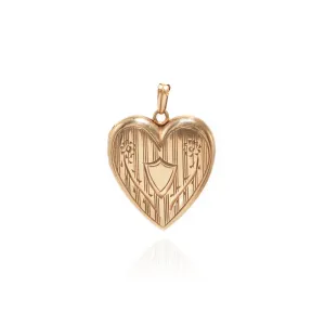 Engraved Shield Heart Locket