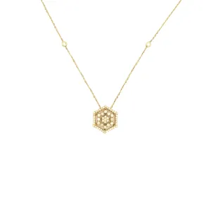 Estate Diamond Hexagon Gold Necklace