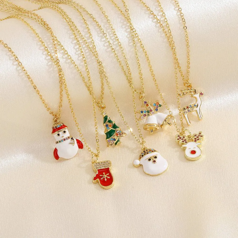 Festive Christmas Charm Necklace – Adorable Santa, Snowman, and Elk Designs for Holiday Cheer