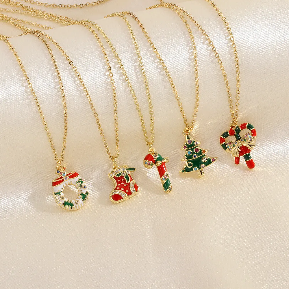 Festive Christmas Charm Necklace – Adorable Santa, Snowman, and Elk Designs for Holiday Cheer