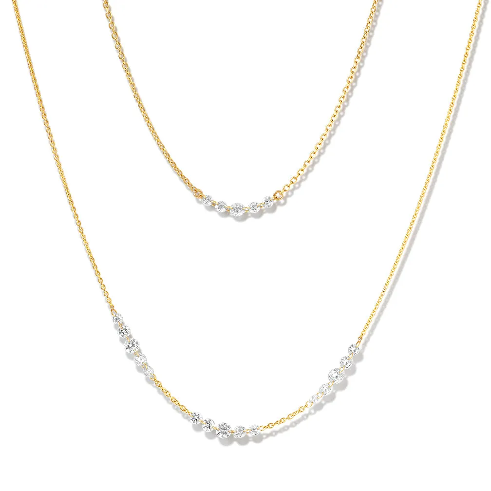 floating diamond line necklace