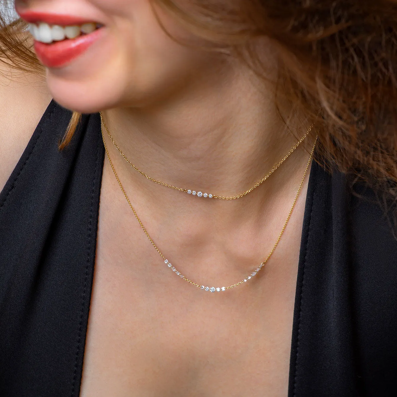 floating diamond line necklace