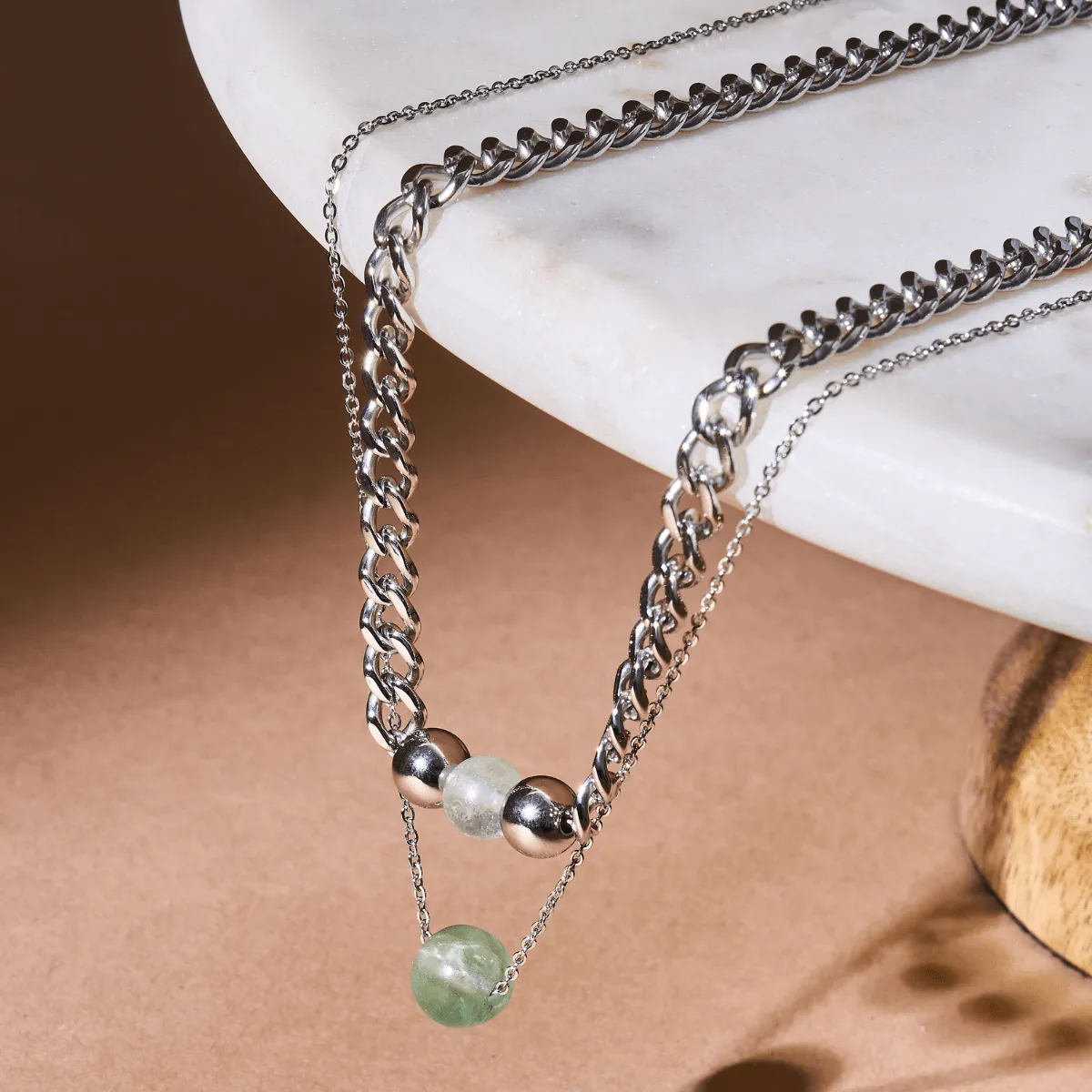 Fluorite x Silver | Gemstone Chain Necklace