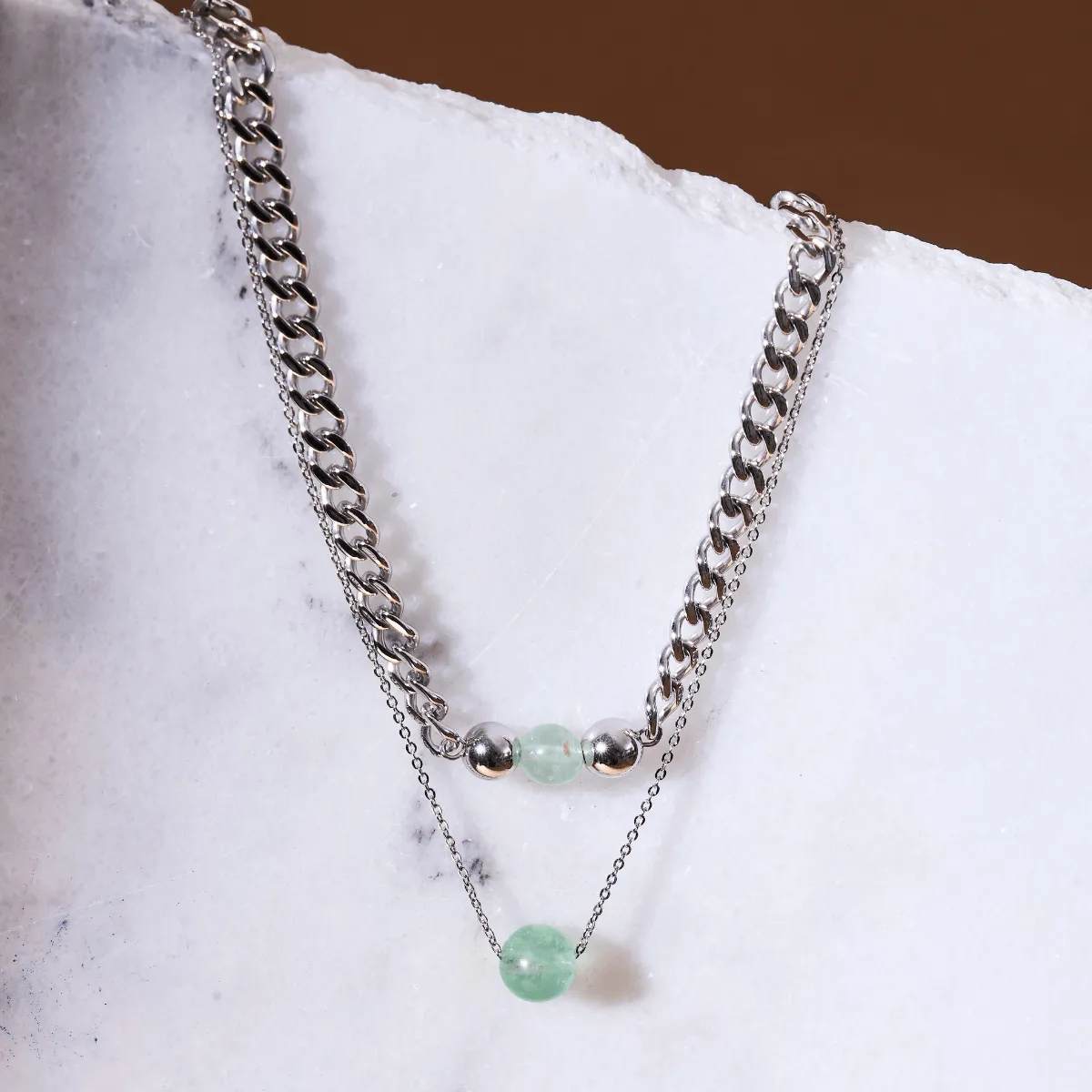 Fluorite x Silver | Gemstone Chain Necklace