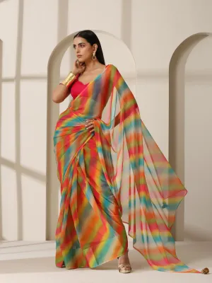 Fun in Love Chiffon Saree with Pendants and Blouse Fabric