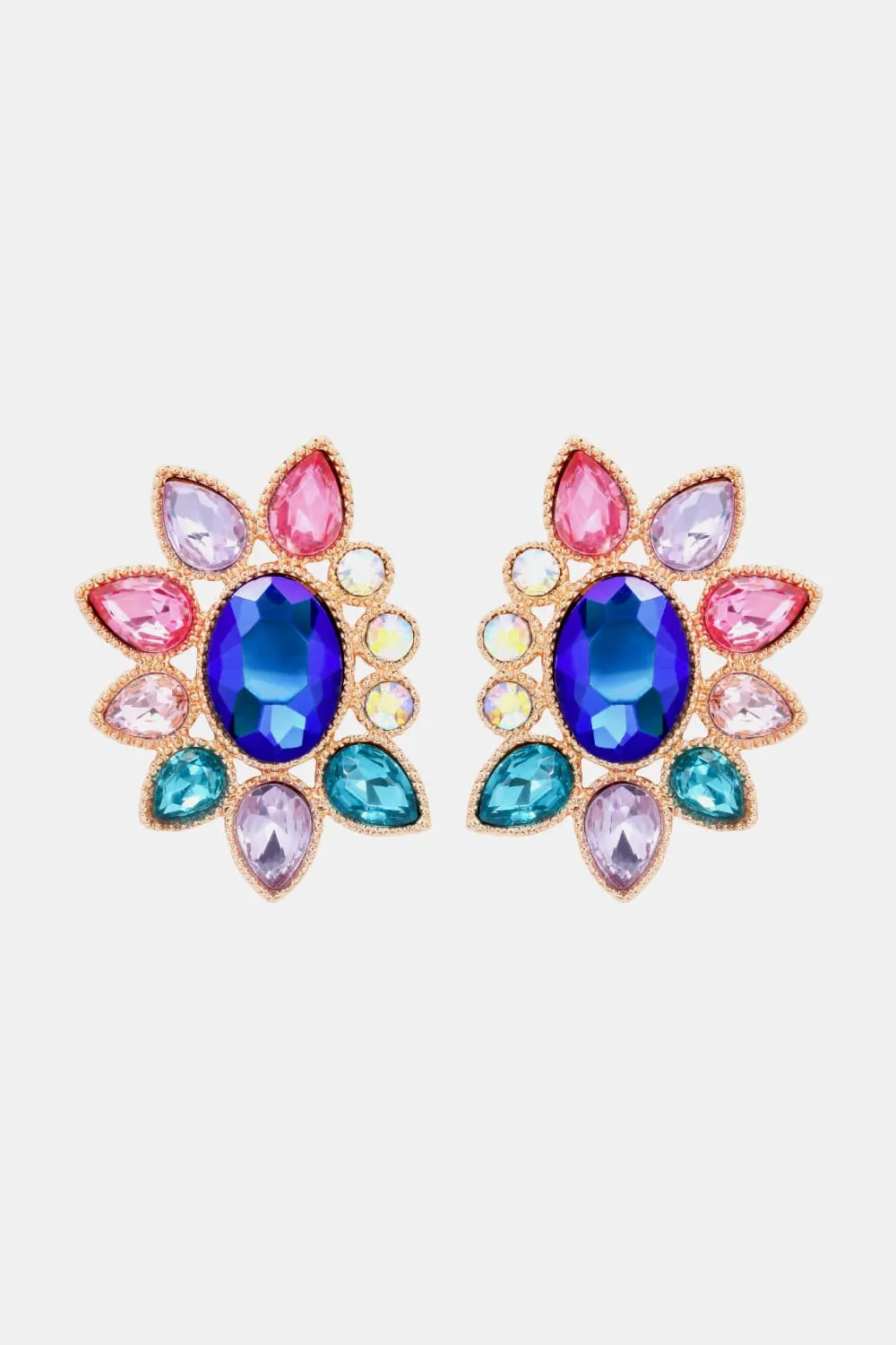 Geometrical Shape Glass Stone Earrings