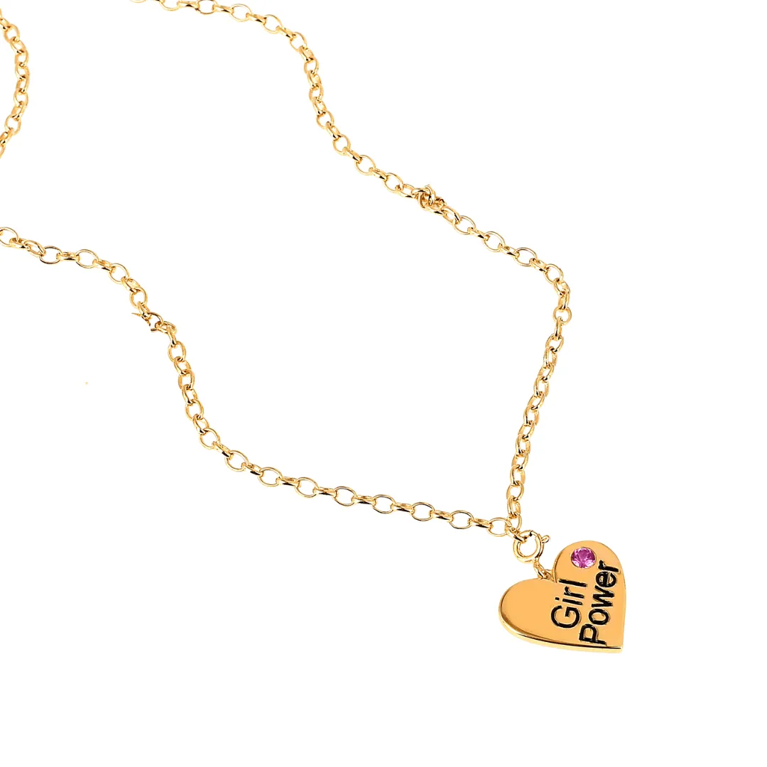 Girl Power Heart Charm Pendant