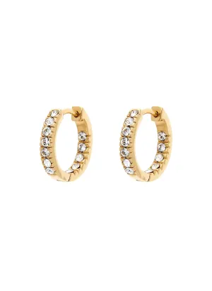 Gold Crystal Small Hoop Earrings