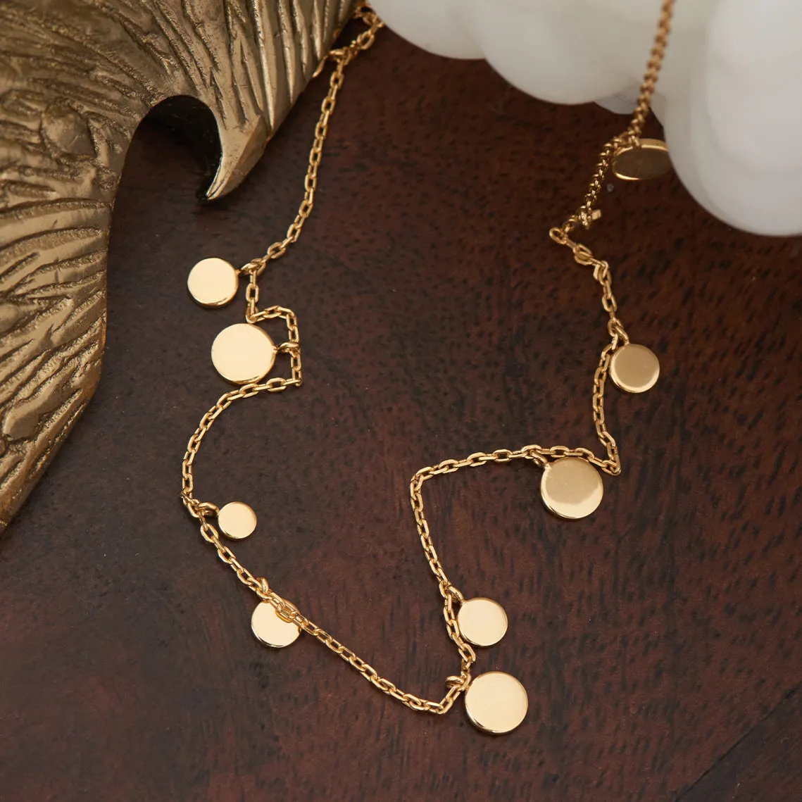 Gold Geometry Mixed Discs Necklace