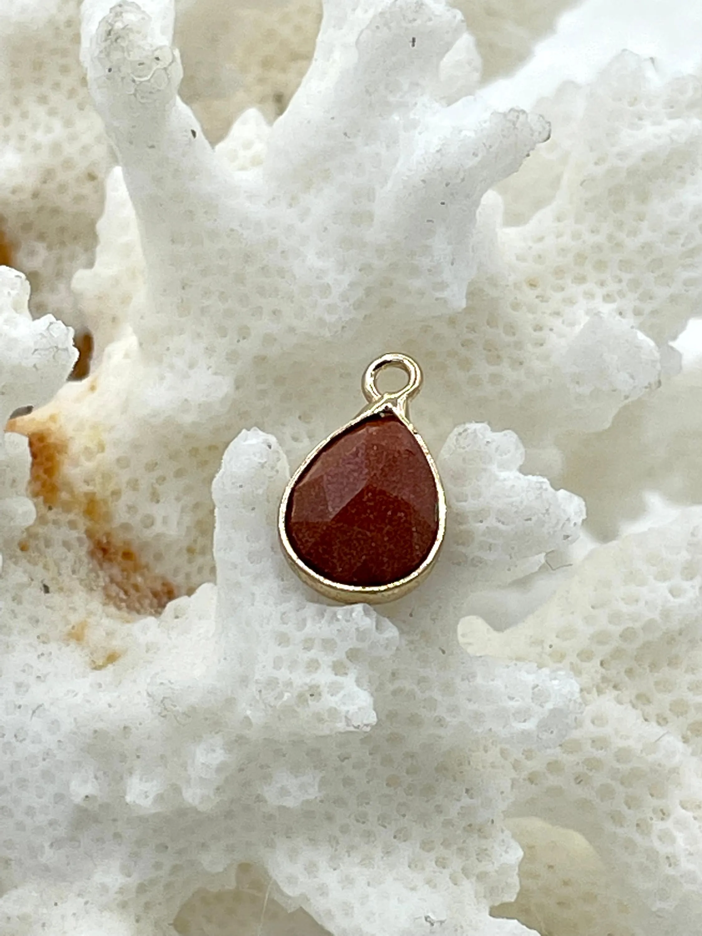 Gold Over Brass Soldered Natural Agate Stone Drop Pendant with, 2 Styles Semi-Precious Gemstones Sold by the Piece. Fast Ship 5 Colors.