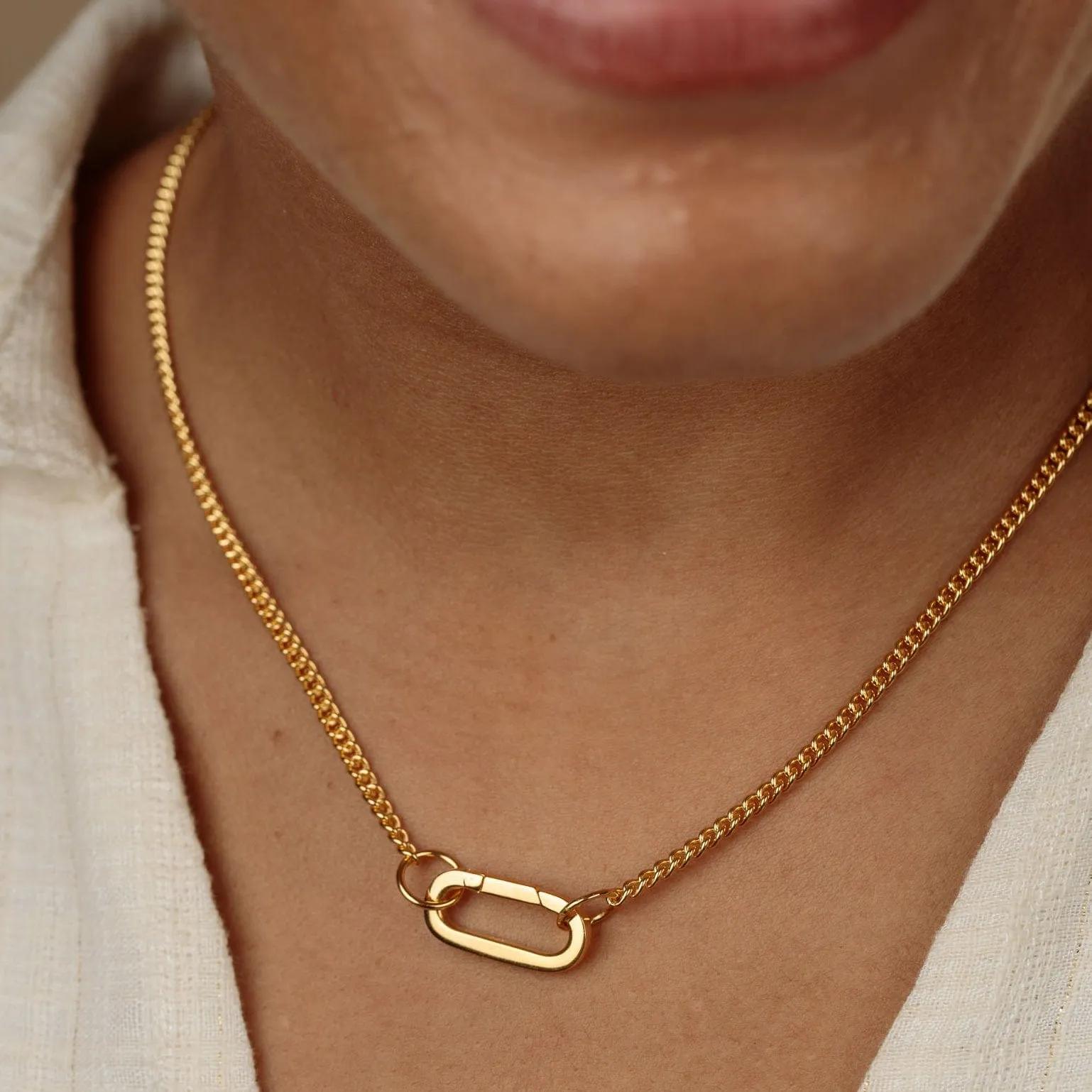 Gold Plated Paperclip Curb Chain Necklace