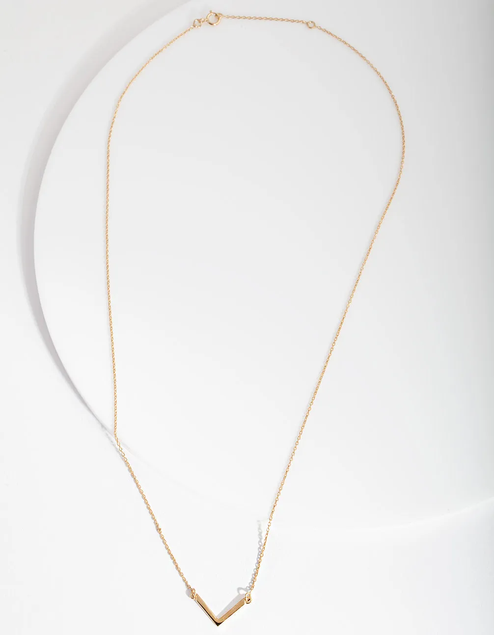 Gold Plated Sterling Silver V Pendant Necklace