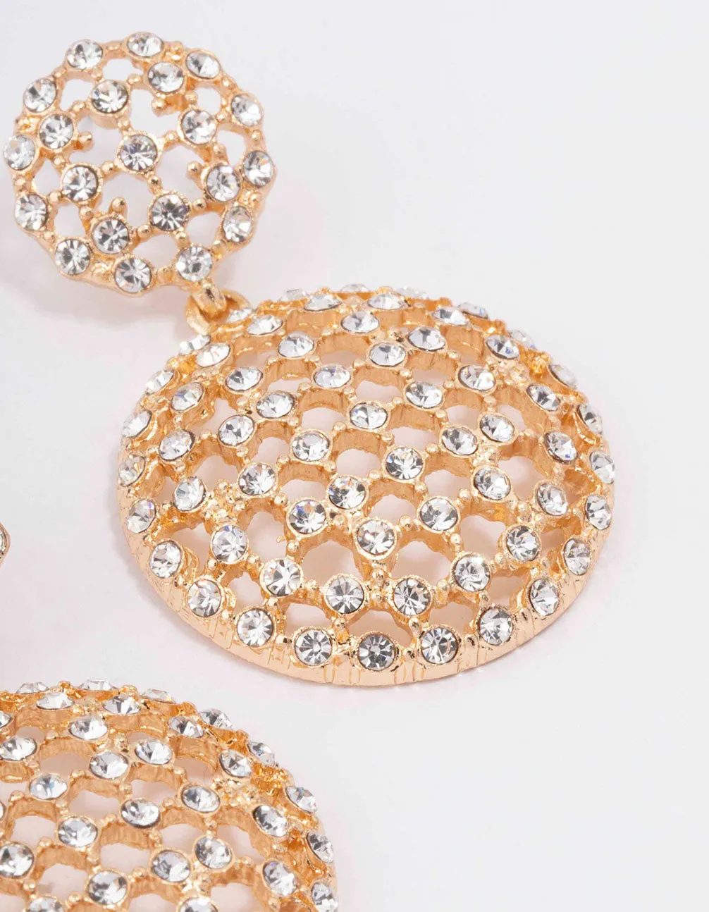 Gold Sparkly Dome Drop Earrings