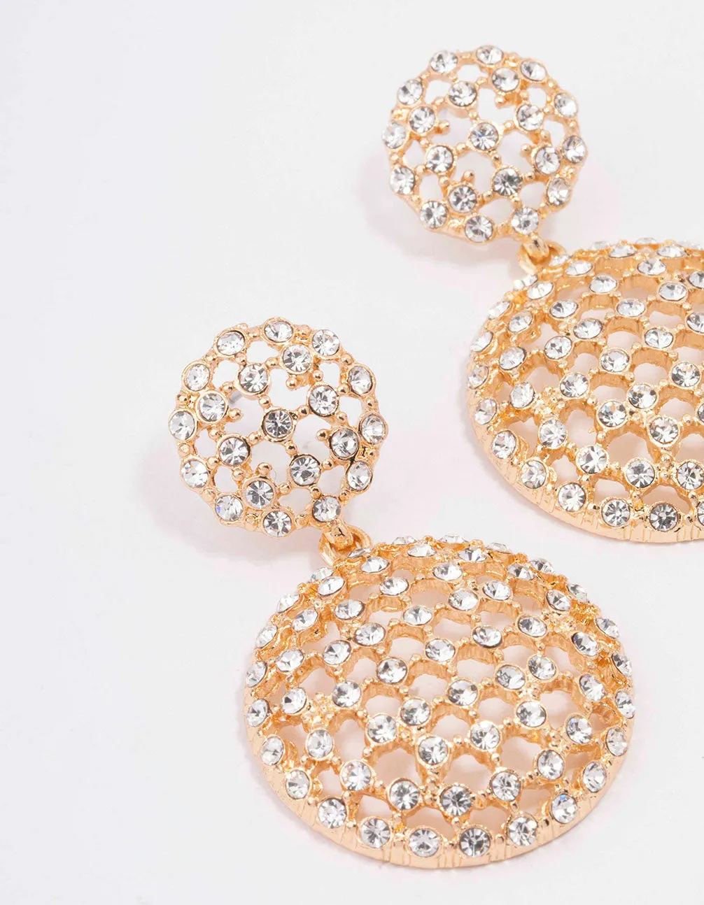 Gold Sparkly Dome Drop Earrings