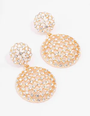 Gold Sparkly Dome Drop Earrings