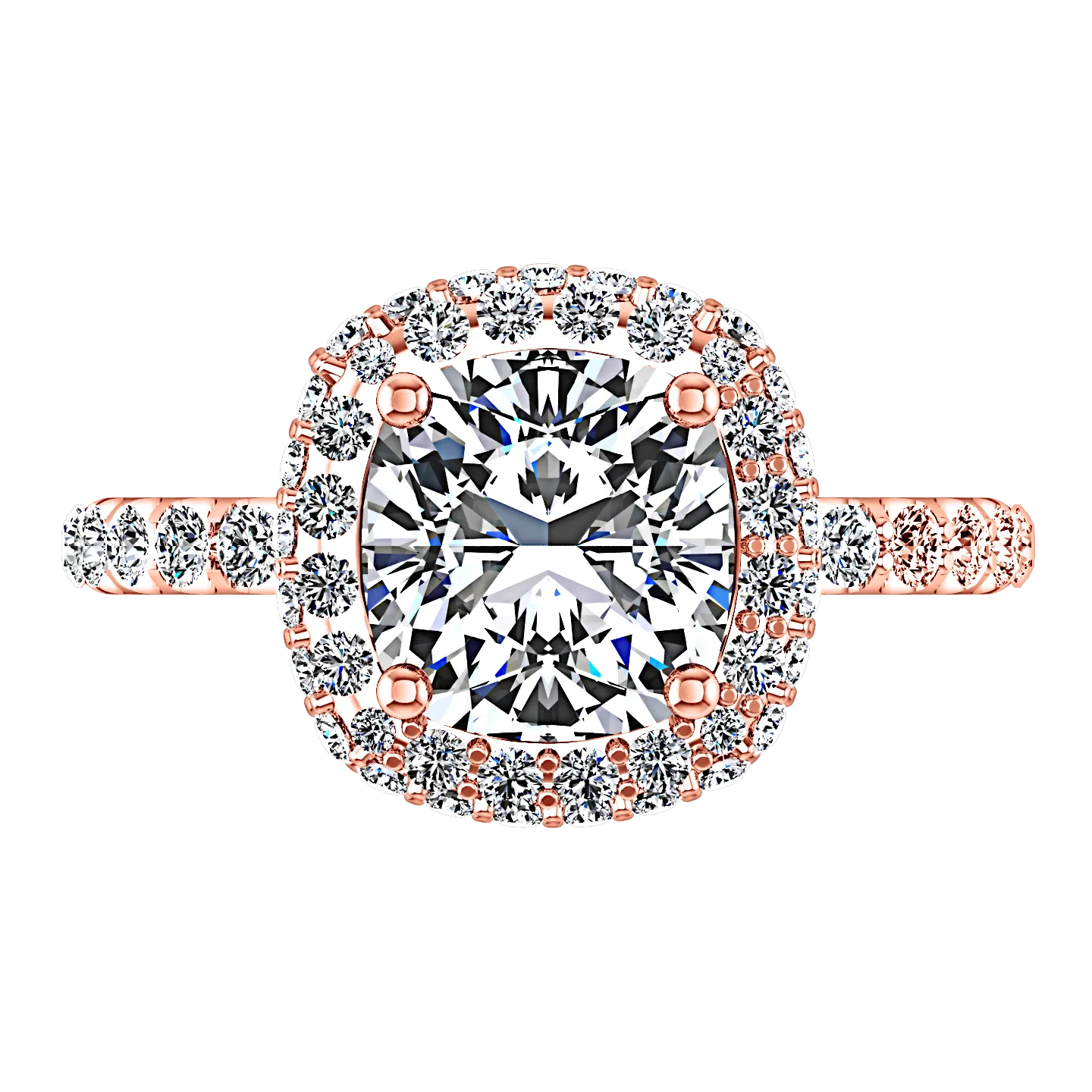 Halo Cushion Cut Engagement Ring Kristine 14K Rose Gold