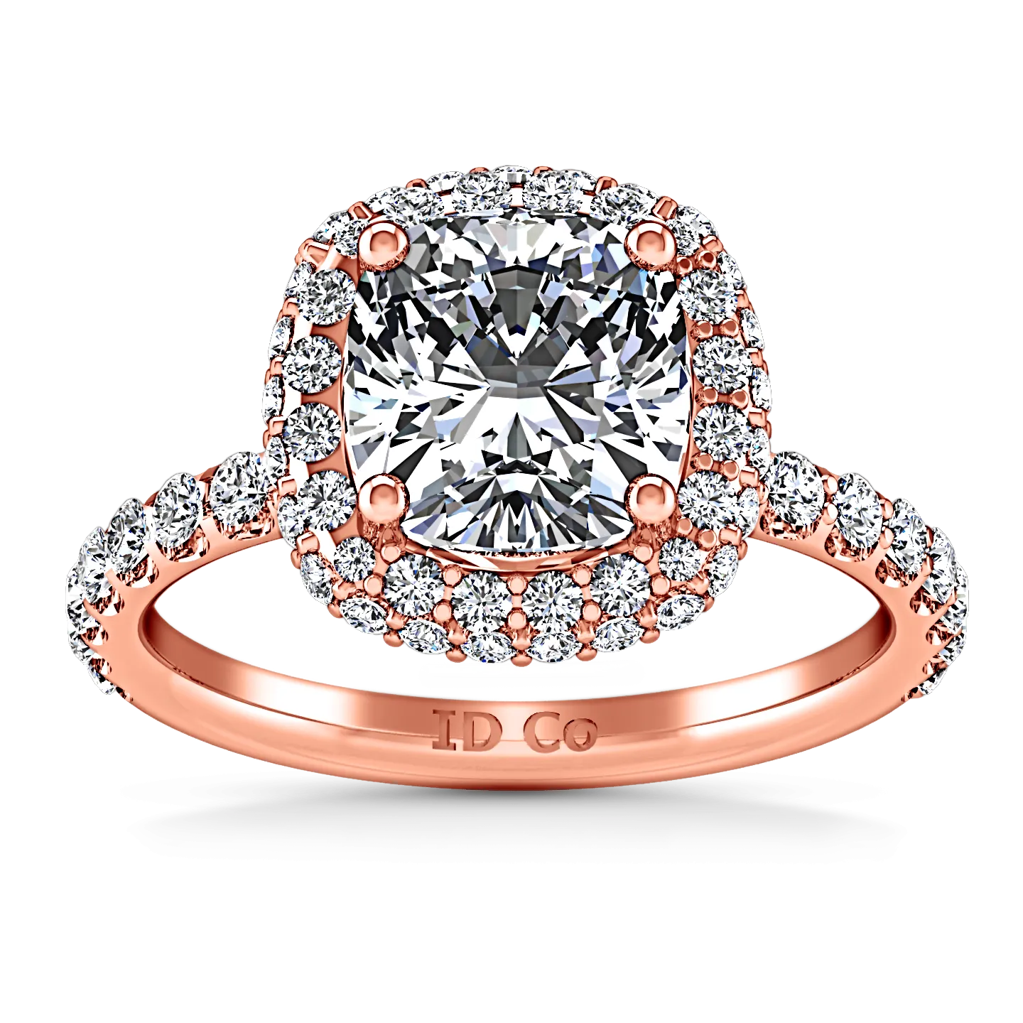 Halo Cushion Cut Engagement Ring Kristine 14K Rose Gold