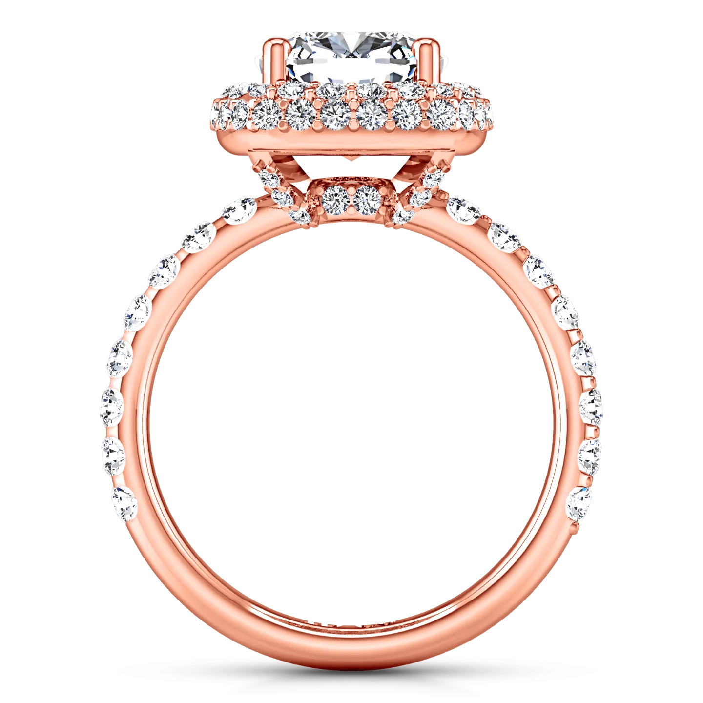 Halo Cushion Cut Engagement Ring Kristine 14K Rose Gold