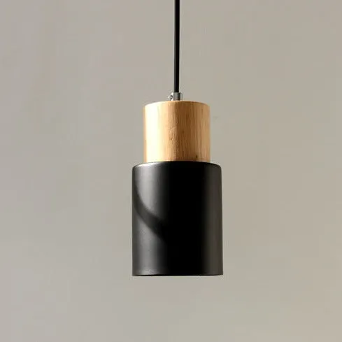 Ingrid Wood & Metal Cylinder Pendant Light - Final Sale