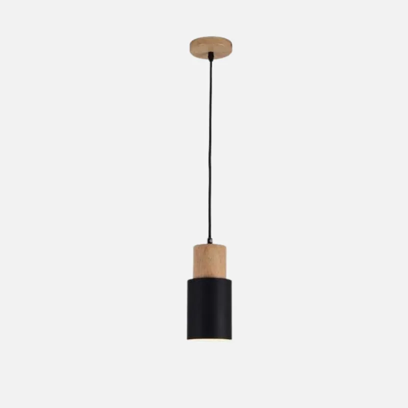 Ingrid Wood & Metal Cylinder Pendant Light - Final Sale