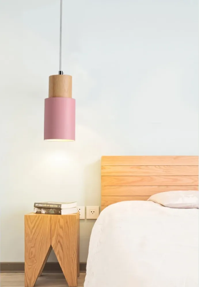 Ingrid Wood & Metal Cylinder Pendant Light - Final Sale