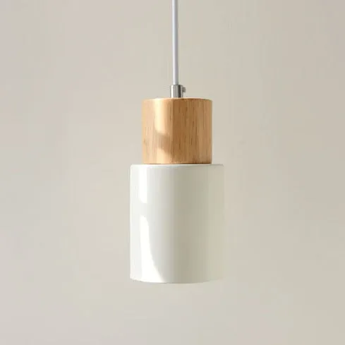 Ingrid Wood & Metal Cylinder Pendant Light