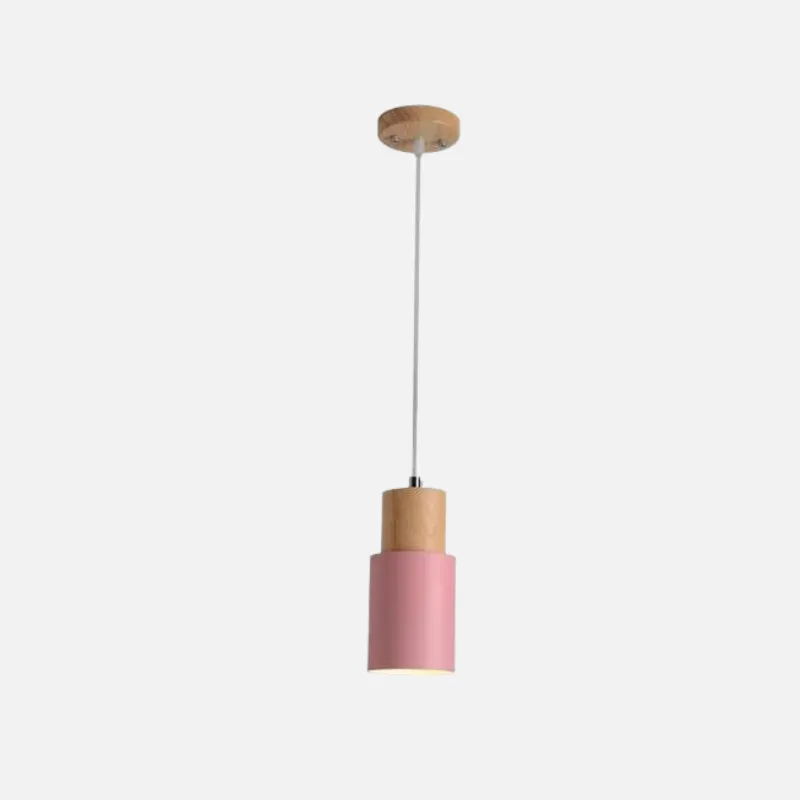 Ingrid Wood & Metal Cylinder Pendant Light