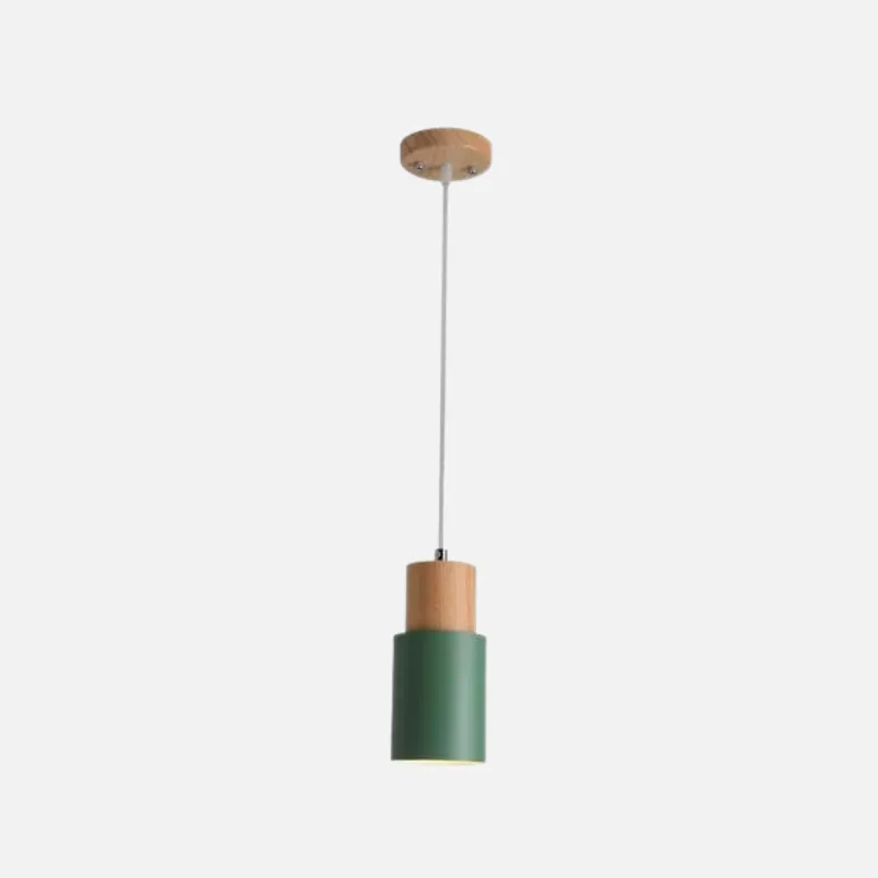 Ingrid Wood & Metal Cylinder Pendant Light