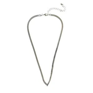 J. ByJee Minimal Flat Snake Chain Silver Necklace