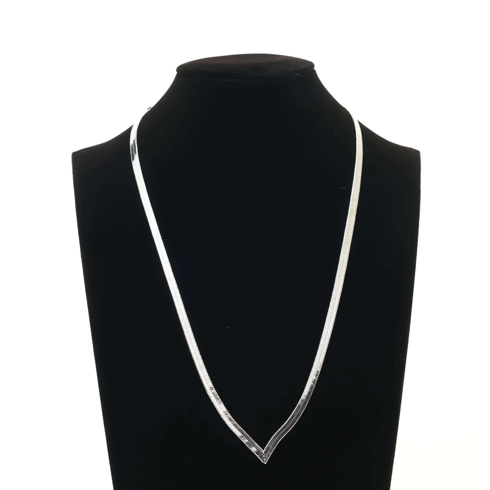 J. ByJee Minimal Flat Snake Chain Silver Necklace