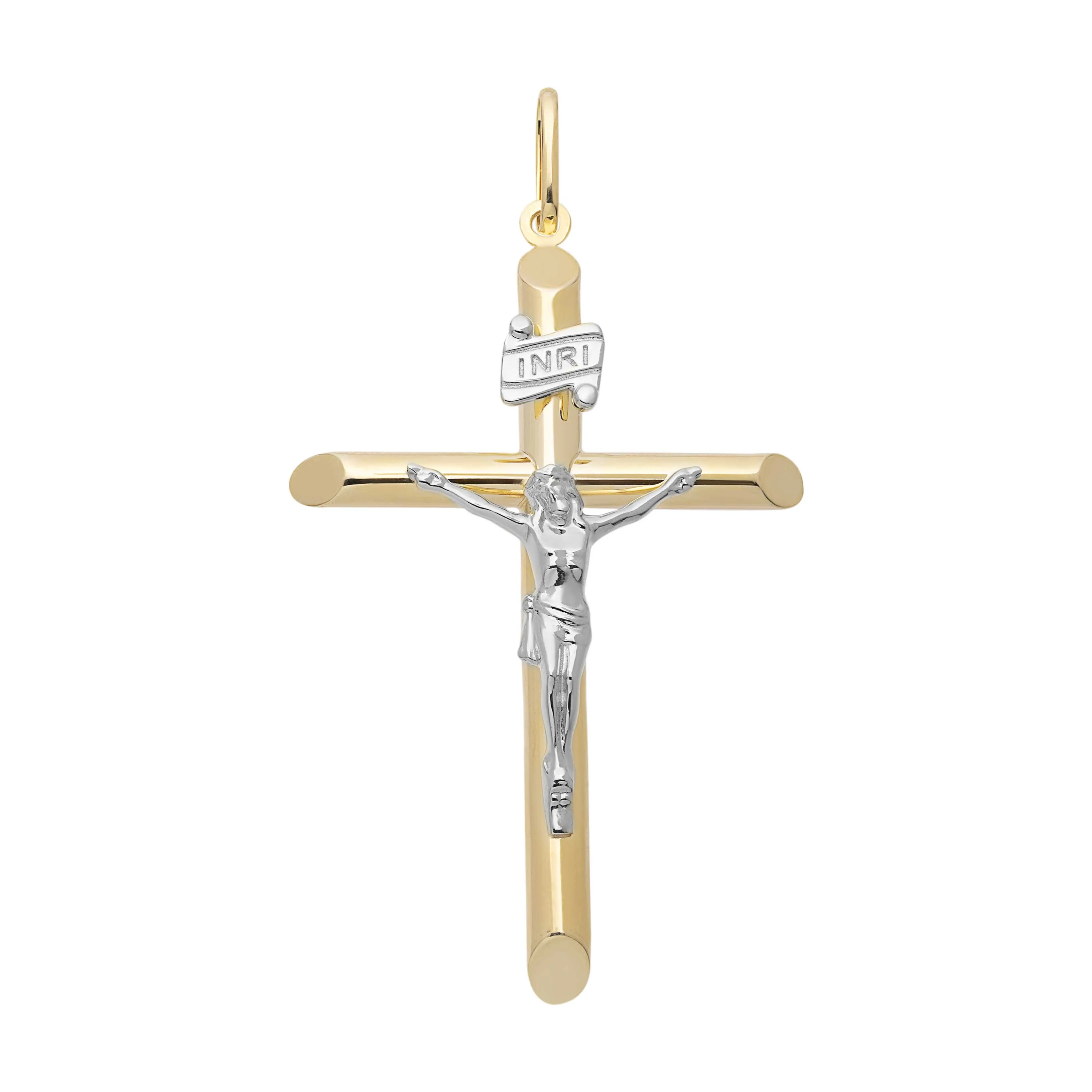 Jesus Crucifix Cross INRI Pendant 10K Yellow Gold All Sizes