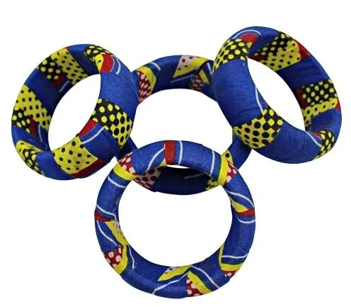 Kali Large Ankara Bangles Bracelets (Blue / Yellow)