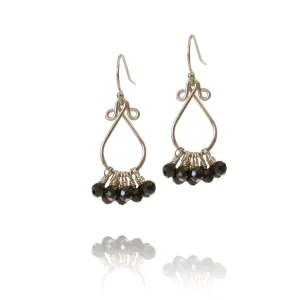 Karina (Small) -  Black Spinel, Gold Filled Earrings