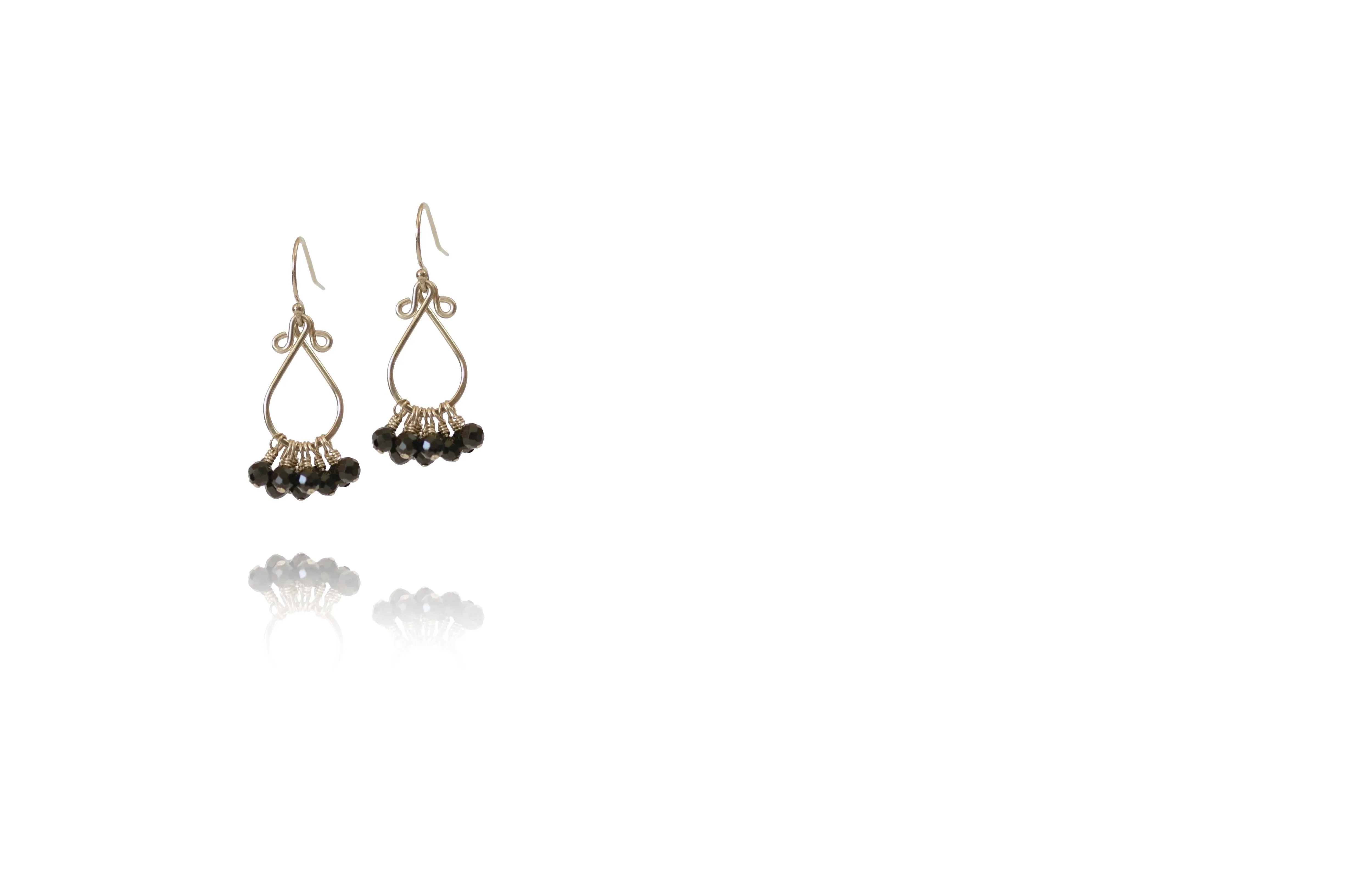 Karina (Small) -  Black Spinel, Gold Filled Earrings