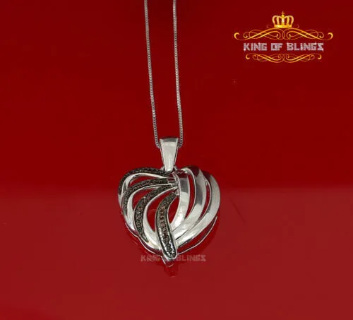 King Of Bling's King Of Bling's White Heart Shape 925 Silver Pendant 0.22ct Cubic Zirconia