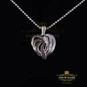 King Of Bling's King Of Bling's White Heart Shape 925 Silver Pendant 0.22ct Cubic Zirconia