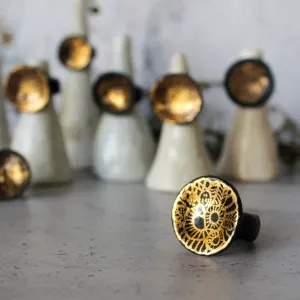 Large Porcelain Rings Black & Gold